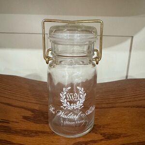 Waldorf Astoria Glass Jar with Gold Handle